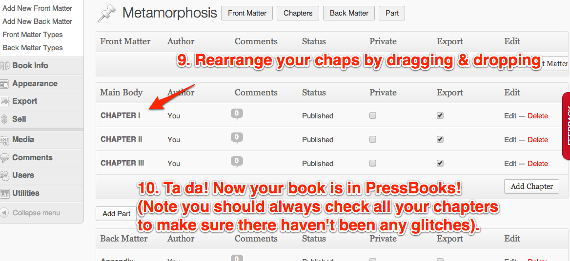 You can rearrange your chapters and once you hit import, the book is in pressbooks.